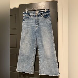 Good American High Waist Palazzo Crop Denim Jeans Size 32/10 Gently Worn